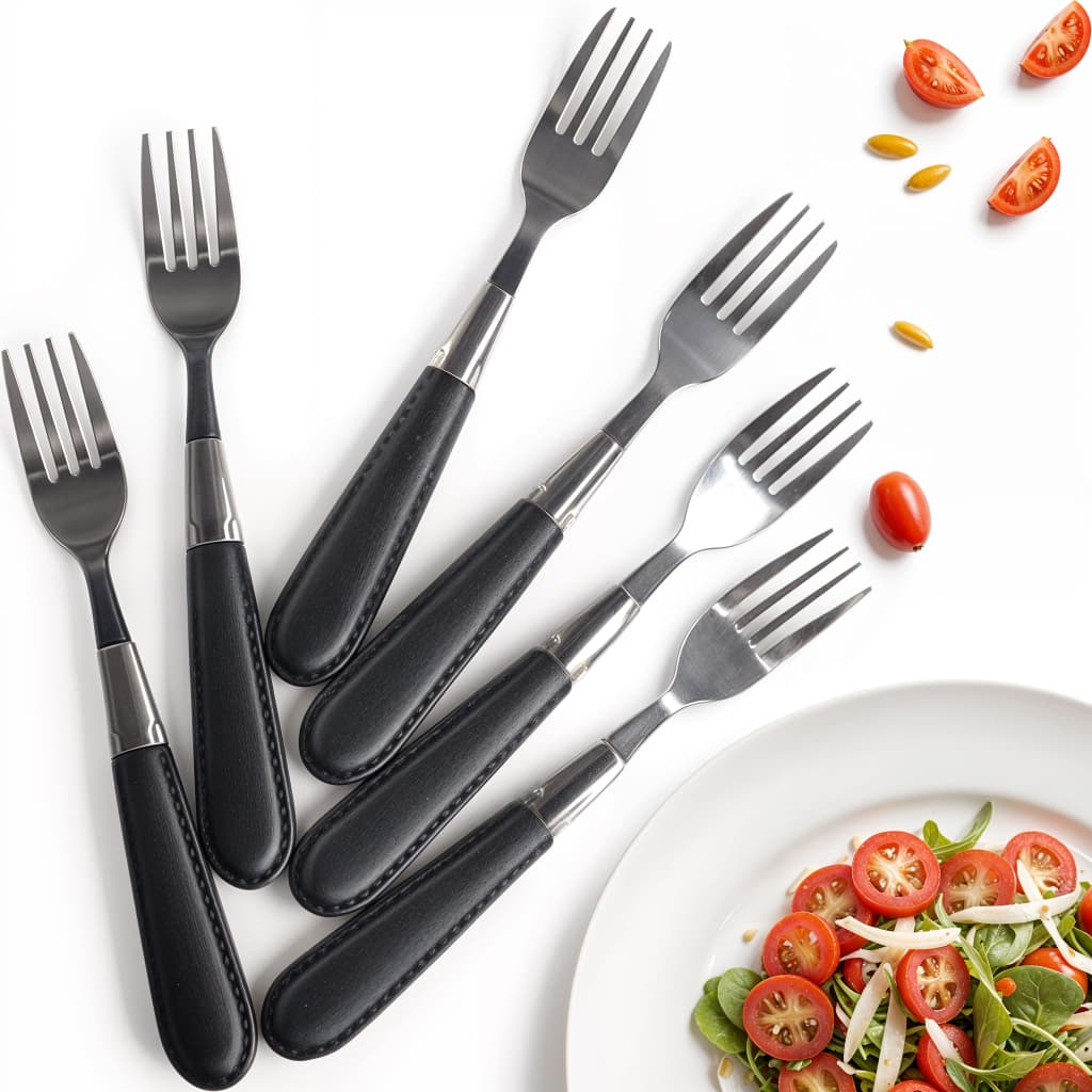 Conjunto Jogo Garfos De Mesa Jantar Talher Cozinha Restaurante Bar Metal Com Cabo Reforçado Elegante