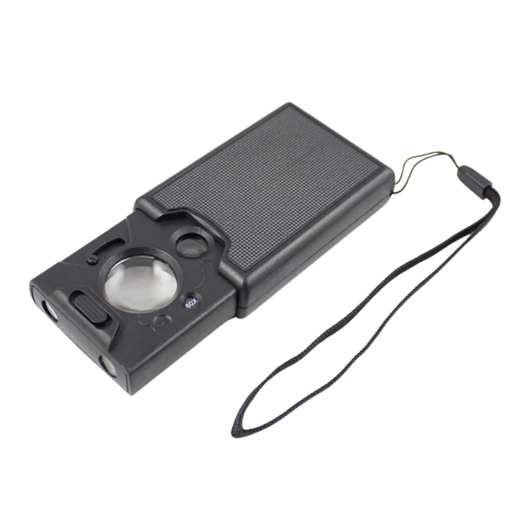 Lupa De Bolso 60x/45x/30x Conta Fios Luz Led Ultravioleta