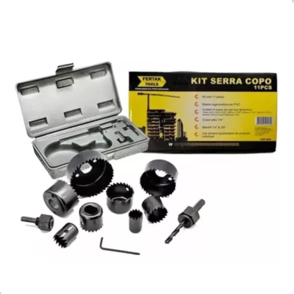 KIT SERRA COPO 11 PEÇAS COM MALETA ORGANIZADORA