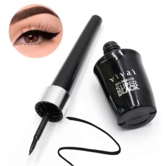 Vivai Delineador Líquido Super Black Secagem Rápida A Prova D’água 2182.1.1