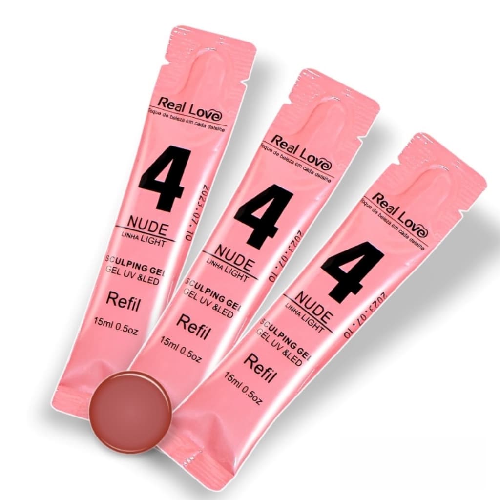 Kit Gel Unha Refil 3 unidades Gel Light Real Love 15ml