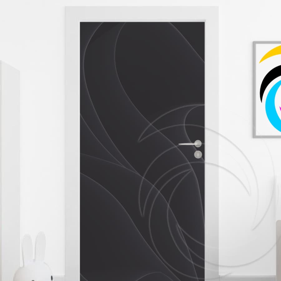 Abstrato Preto 01578 - Papel Parede Adesivo para Portas de Madeira ou Vidro Decoração Revestimento