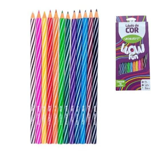 3 Caixas de Lápis De Cor Redondo Espiral Ponta Resistente 12 Cores