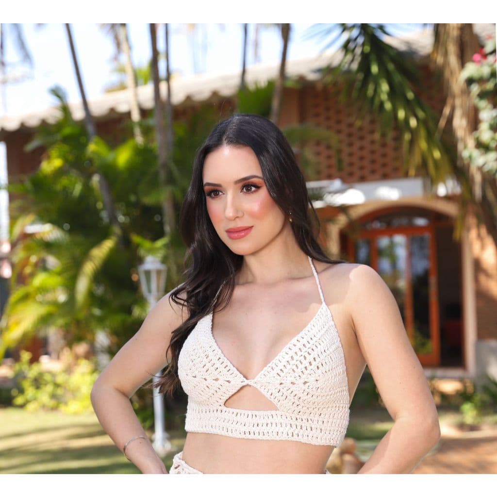 Top Feminino em Crochê Artesanal - Top Luzia com Cordão