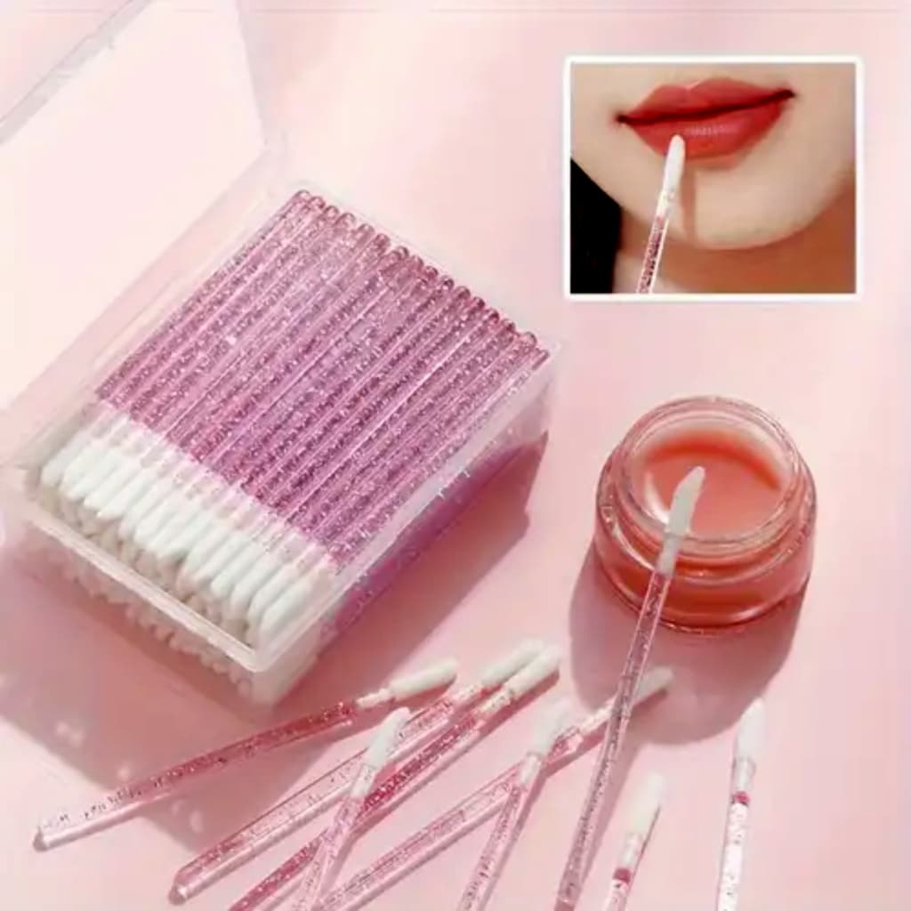 Kit 50 Pincel Aplicador Glitter Descartável Gloss e Batom