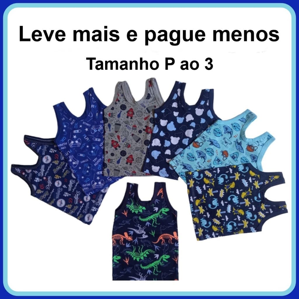 Camiseta Regata Bebê Infantil Masculina malha 100% algodão