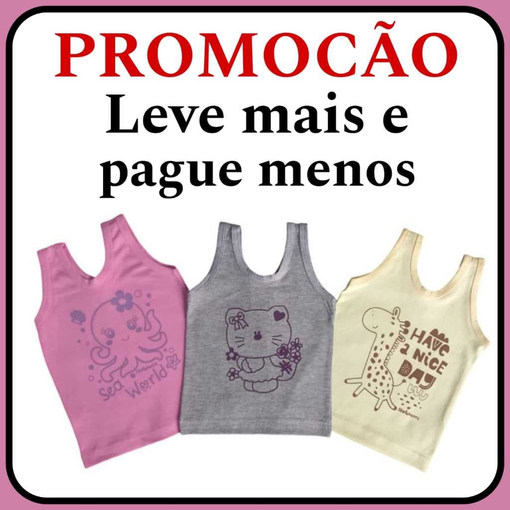 Camiseta Regata Bebê Infantil malha Silkada Feminina 100% algodão Menina