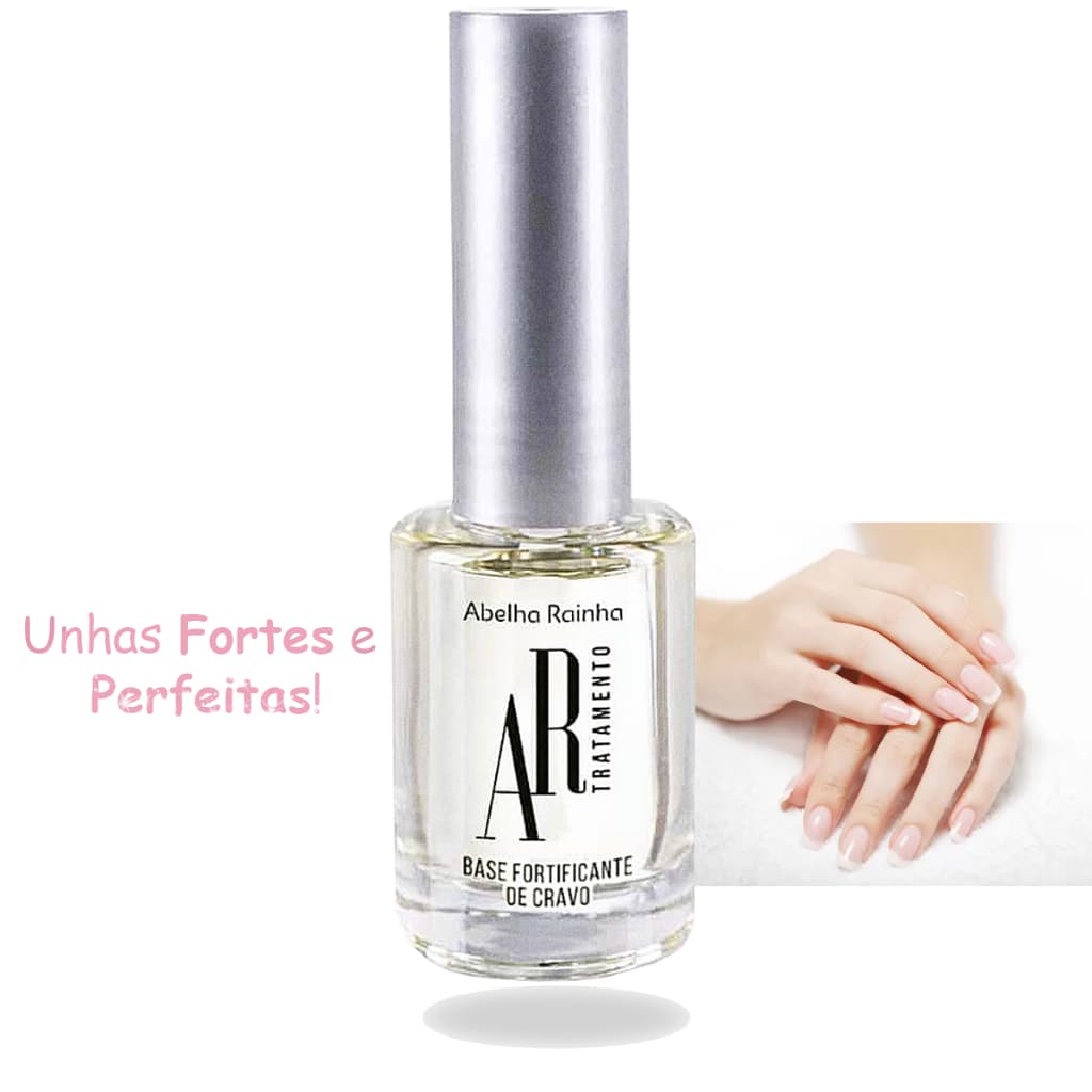 Base Fortificante Estimulante de Cravo e Protetor de Fungos e Bactérias para Unhas Salões Manicures AR Tratamento 8 ml - Abelha Rainha
