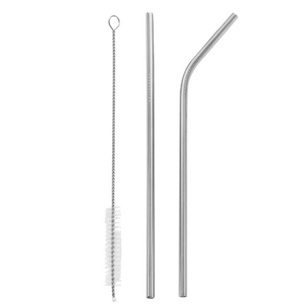 Kit Canudos Aço Inox Reutilizável Com 2 Canudos + Limpador Kehome