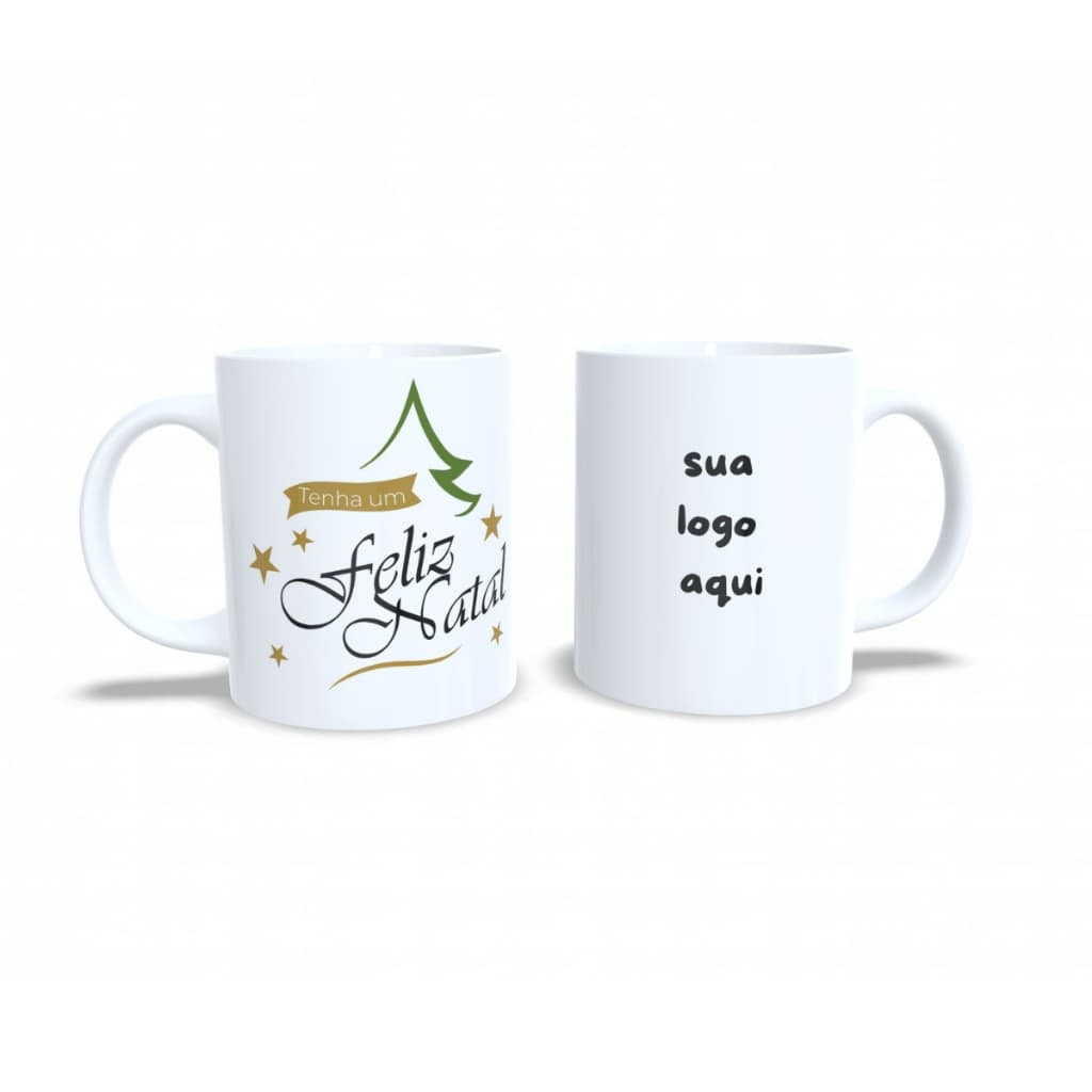 Caneca Xícara Personalizada Feliz Natal Com Logo Presente Brinde Para Empresa.