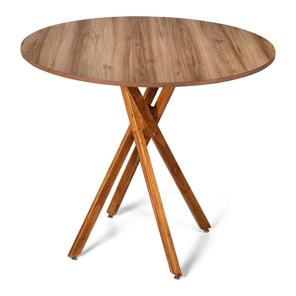 Mesa De Jantar Cozinha Sala Apartamento Apoio Redonda 90cm - Picasso Tampo Amadeirado