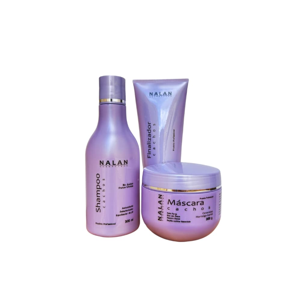 Kit CACHOS Nalan Cosmeticos, Kit para cabelos cacheados, produto profissional, Definição de cachos