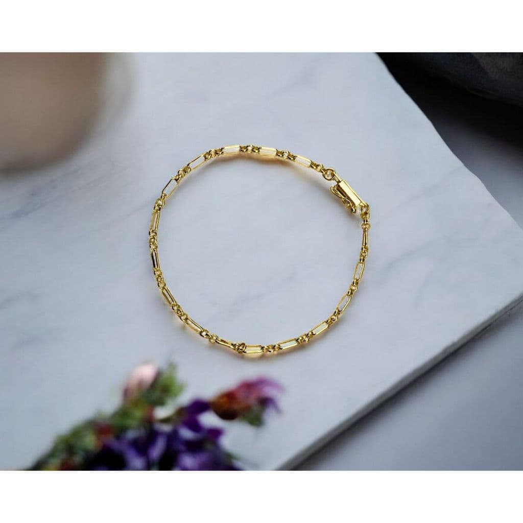 Pulseira Elos Grumet Masculina Banhada a Ouro Fecho Gaveta 20CM Semijoia Antialérgica  Dourada