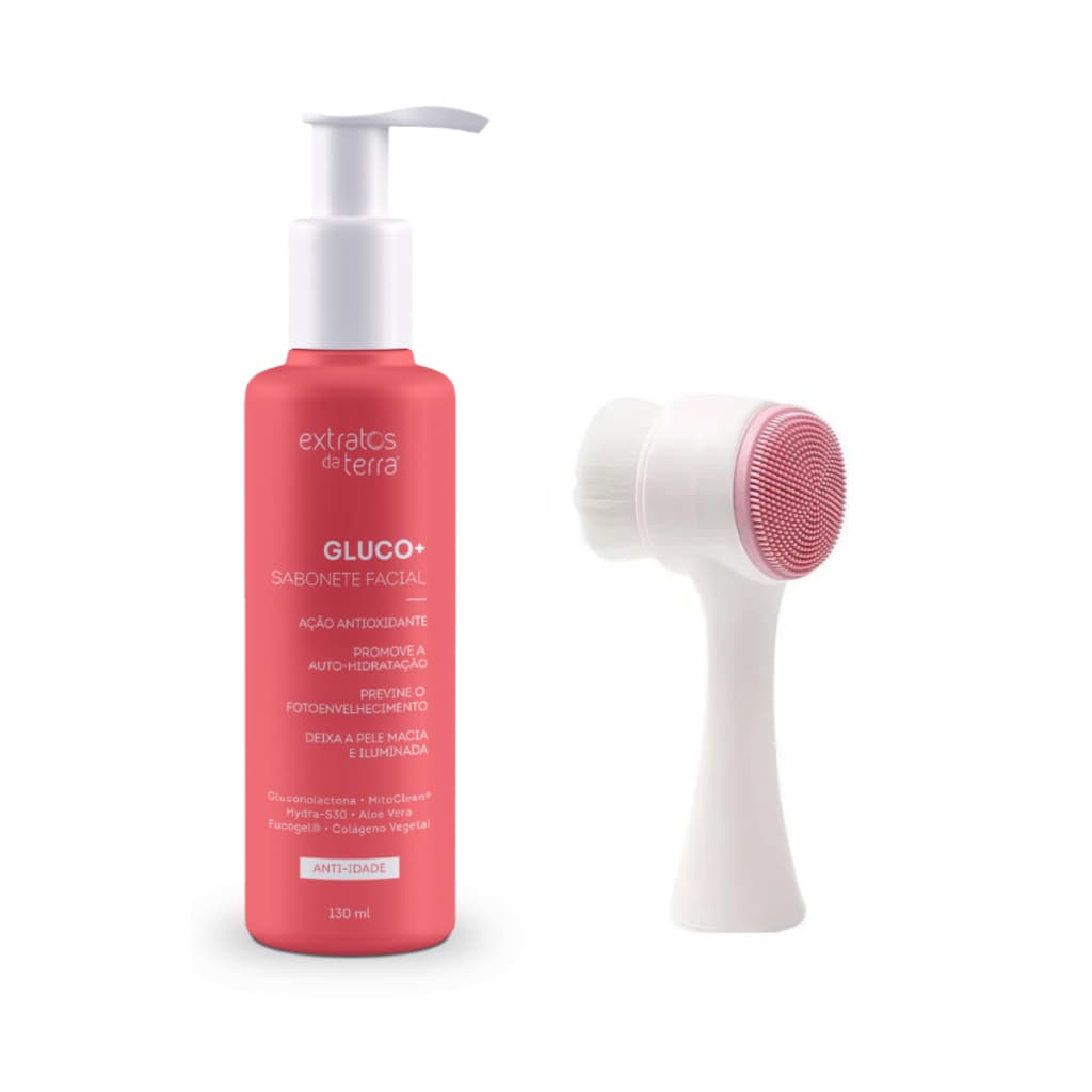 Sabonete Facial Anti-idade Gluco+ 130ml - Extratos Da Terra + Esponja facial 2 em 1 Brinde