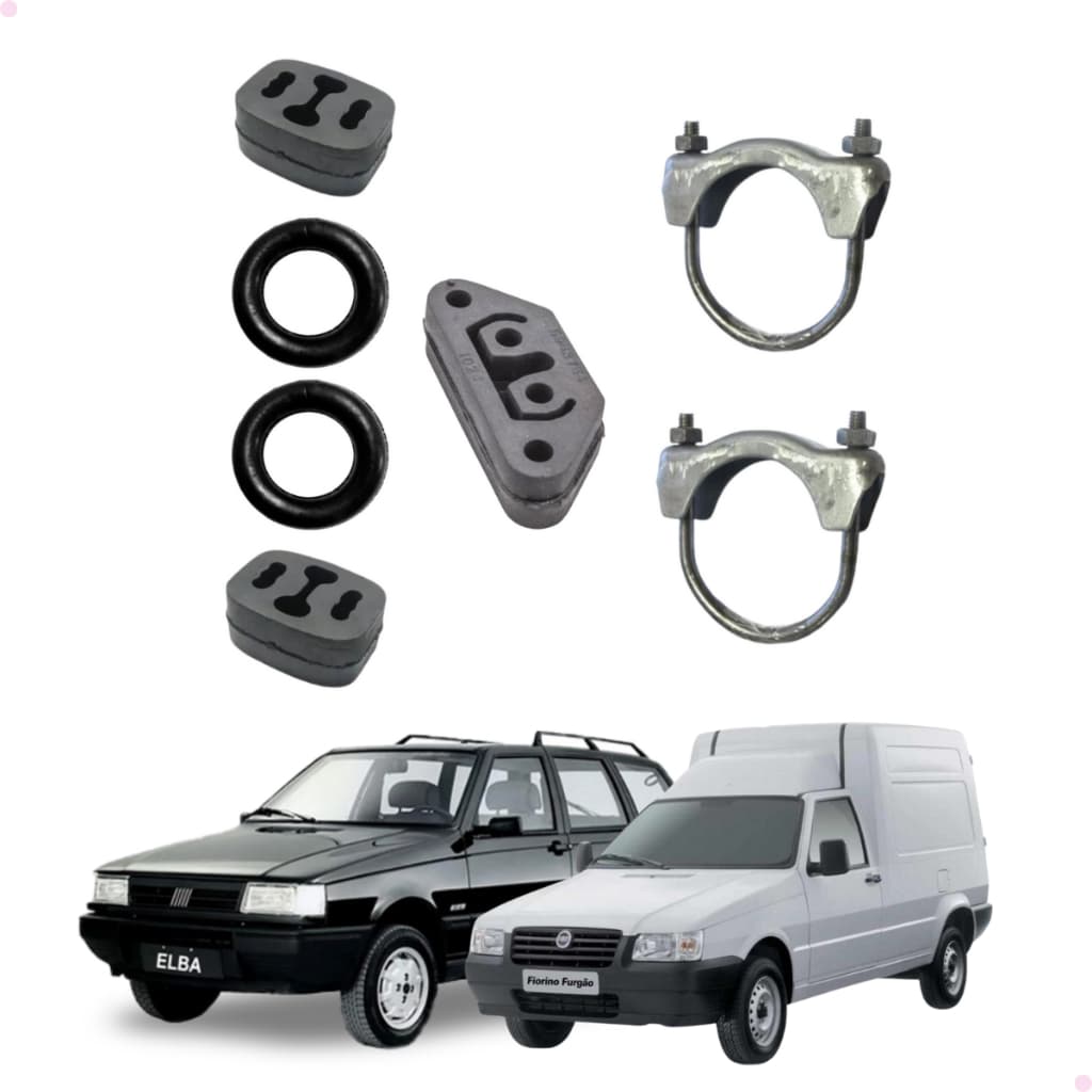 Kit Coxim Escapamento + Abraçadeiras Uno Fiorino Elba