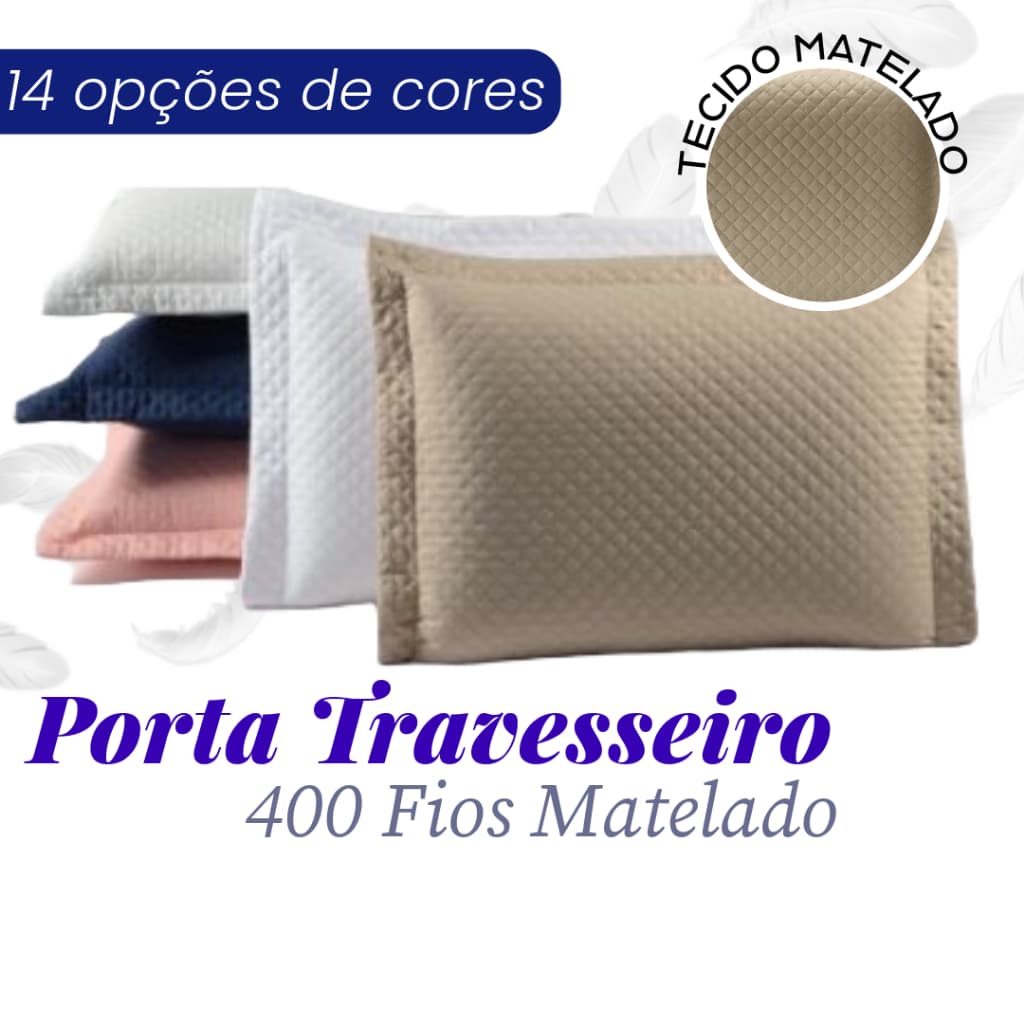 Porta Travesseiro Matelado MICROPERCAL 400 Fios 70cm x 50cm Cores Lisas