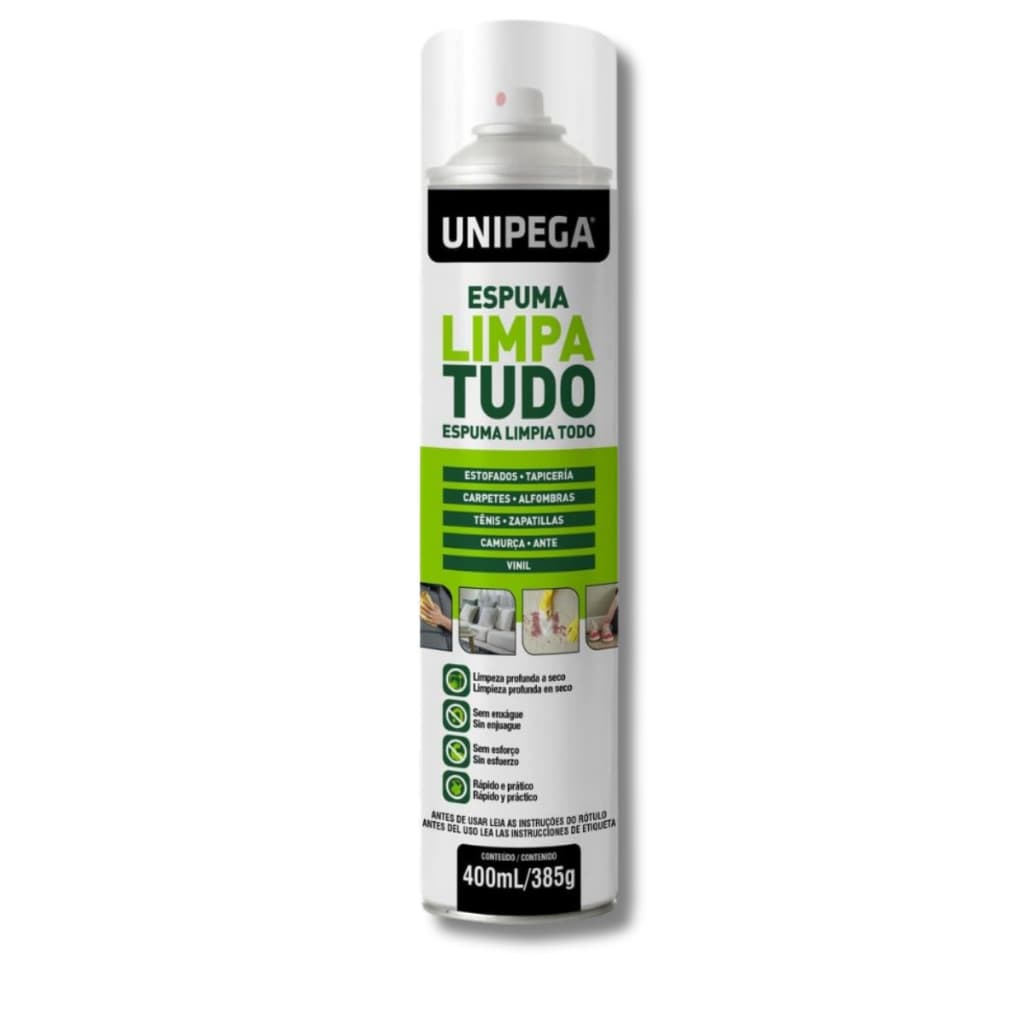Espuma Limpa Tudo Unipega  400ml Limpeza Mágica Spray Paredes Estofados Tira Mancha