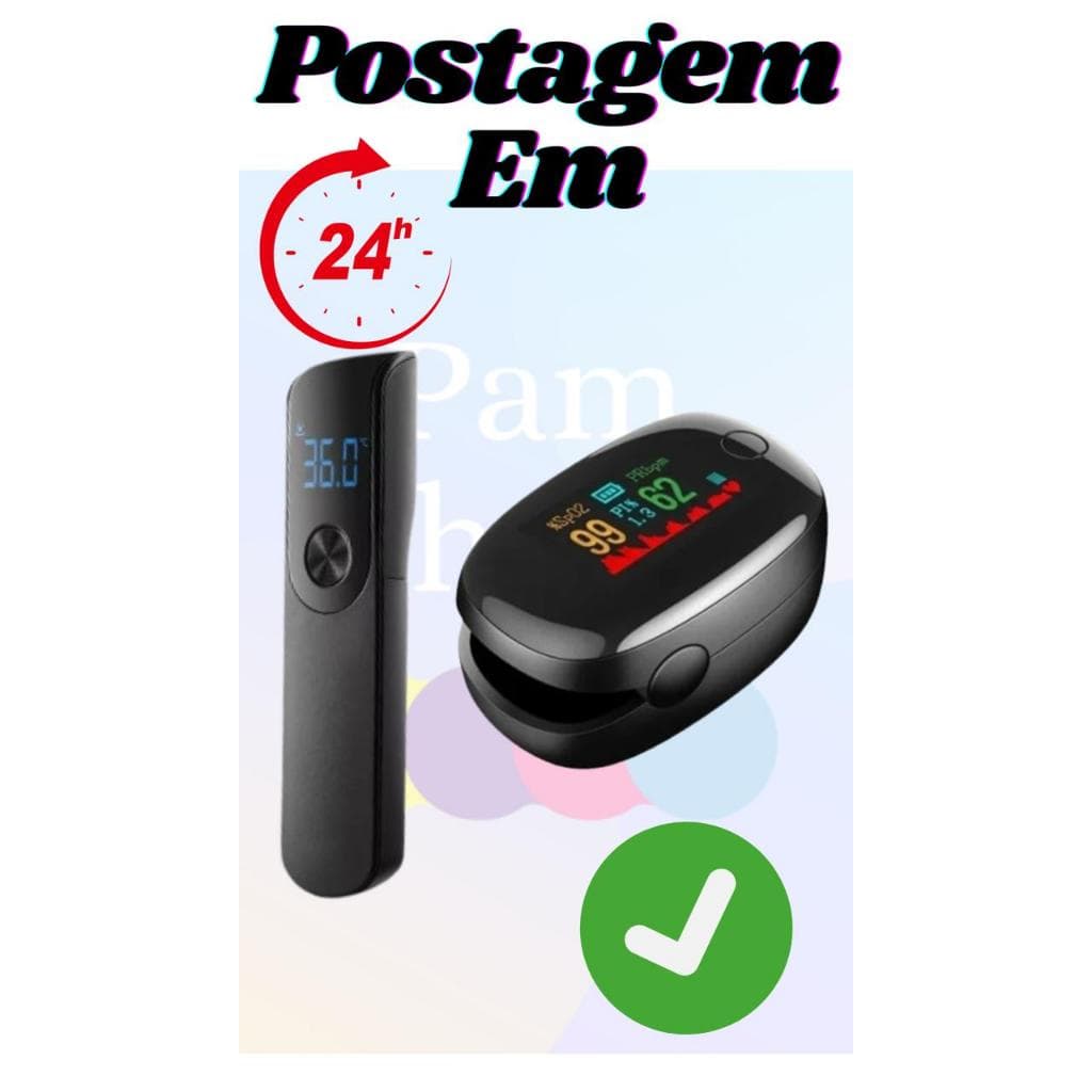 Kit termometro de testa sem contato PRETO+ oximetro de dedo PRETO