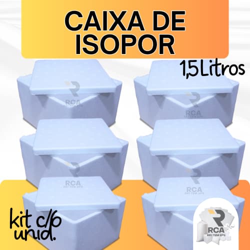 kit com 6 Caixas de Isopor EPS 1,5 litros para Sorvetes e Medicamentos