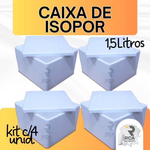 kit com 4 Caixas de Isopor EPS 1,5 litros para Sorvetes e Medicamentos