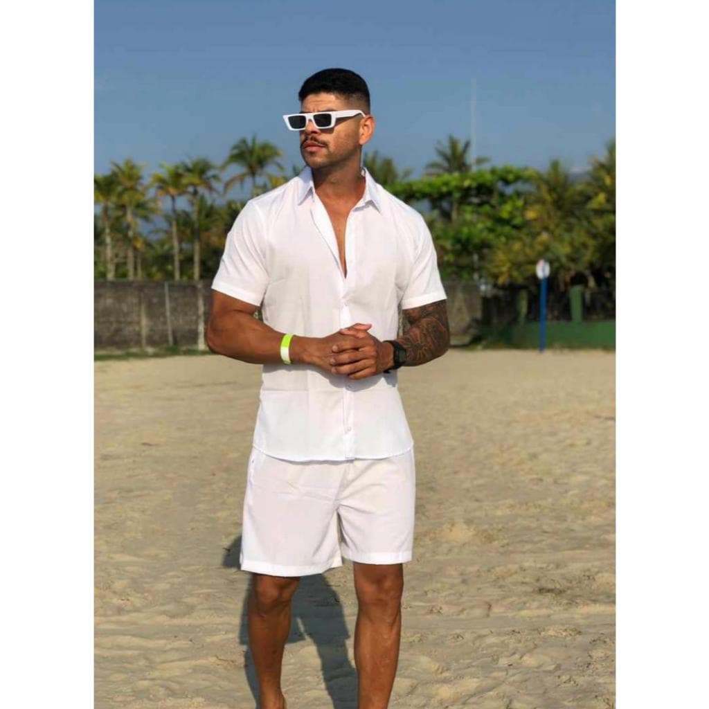 conjunto masculino camisa e shorts reveillon