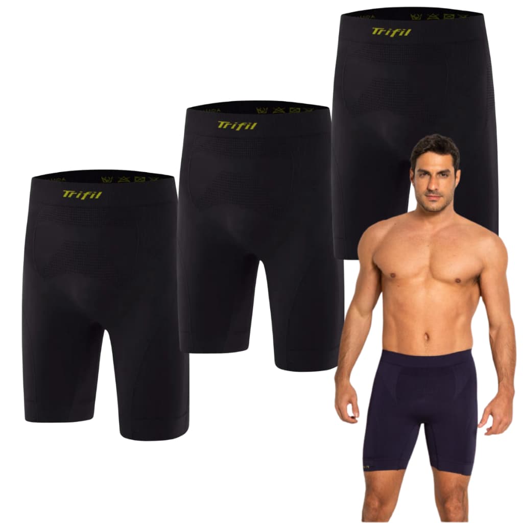 kit 3 Bermuda Térmica Masculina Adulto Sem Costura Sport Trifil