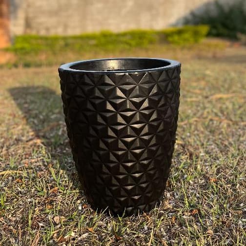 Vaso De Planta Decorativo Em Polietileno Coluna Redonda Diamante N2 C/Prato