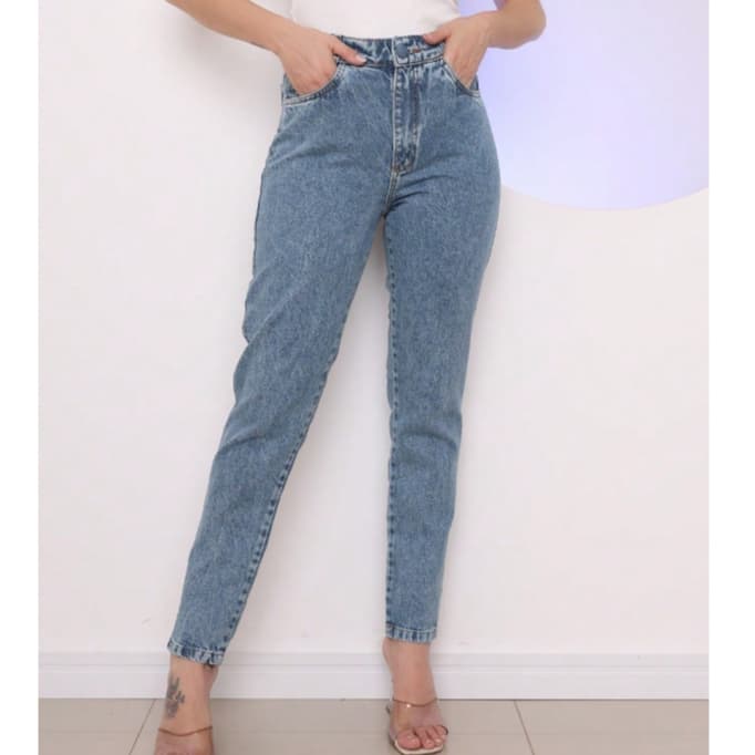 Calça Jeans Mom Feminina Tecido Grosso Premium