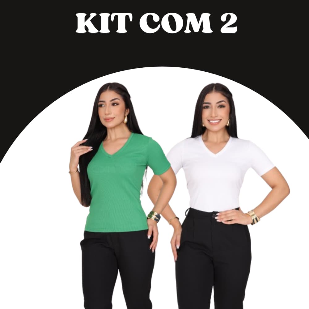Kit 2 Blusas Basicas Feminina Tshirt Lisa Gola V