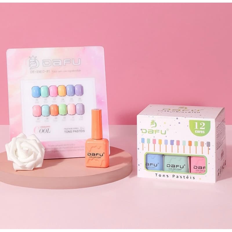Kit 12 Esmaltes em Gel Tons Pasteis/Tons Nude/Tons Vermelhos/ 10ml Dafu Novidade Alta Pigmentação Nail Designer