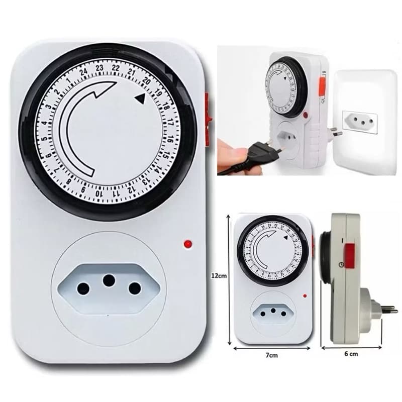 Temporizador Analógico Timer Manual Tomada Liga Desliga Energia 110v / 220v Tomada Inteligente-envio imediato