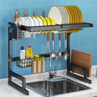 HAOSIN Cozinha Escorredor De Louça Suspenso Bancada Autossustentável 65cm