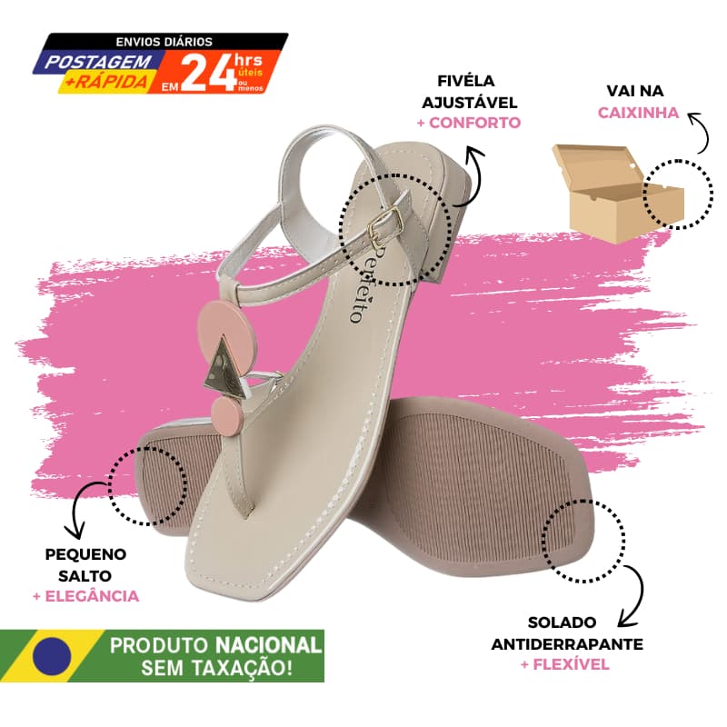 Sandália Feminina Salto Baixo Rasteirinha Feminina Confortável Dia a Dia Envio Imediato
