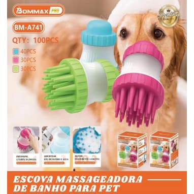 Escova massageadora para banho de pets, escova de massagem em silicone multifuncional para banho de cachorros e gatos