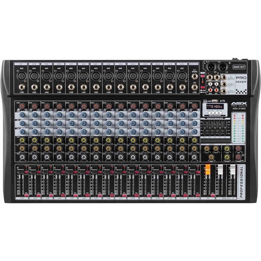 Mesa De Som 16 Canais Asx Com Equalizador Efeito Interface