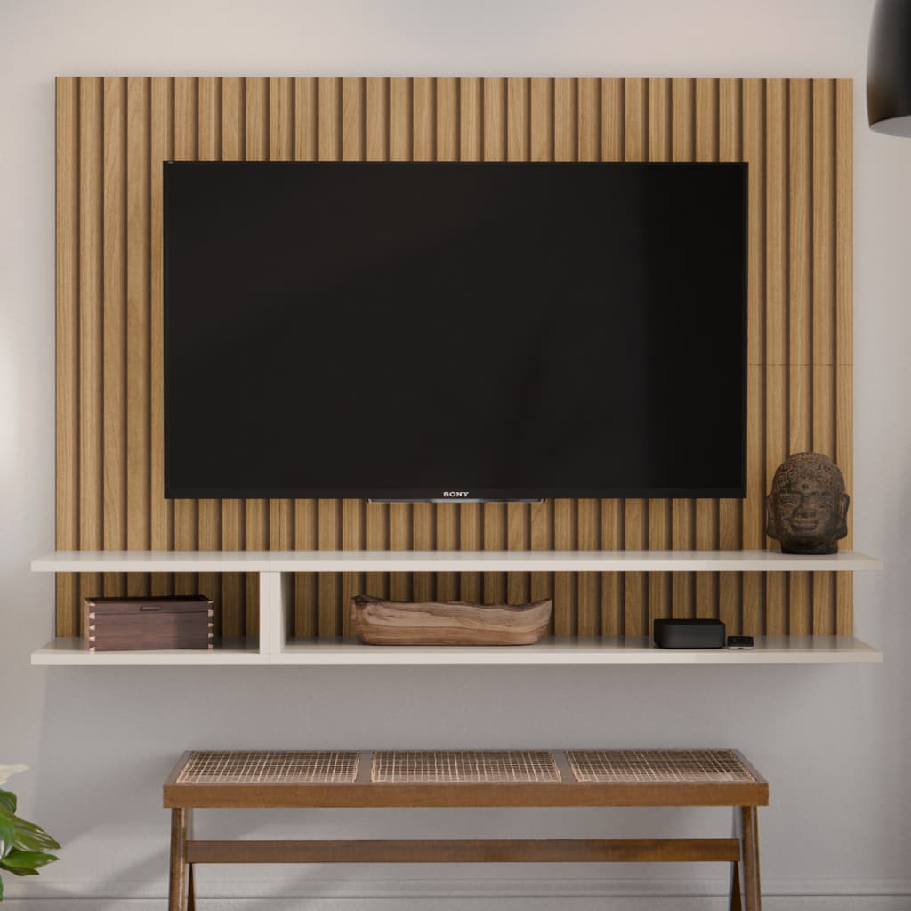 Painel de Tv Até 50 Polegadas para Sala Quarto com 125x90cm com Nicho e Prateleira