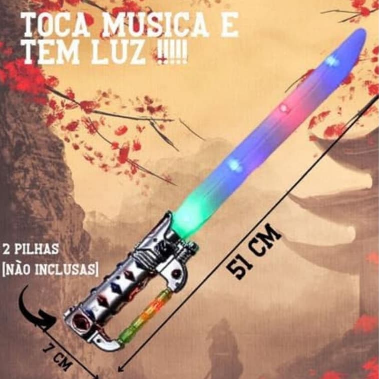 Espada De Brinquedo C/ Som E Luz Laser 53cm Dia Das Crianças
