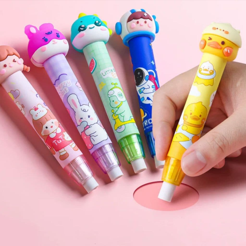 Borracha em 3D Caneta Divertida e Prática Colorido Fofo Apagador - Papelaria Escritorio
