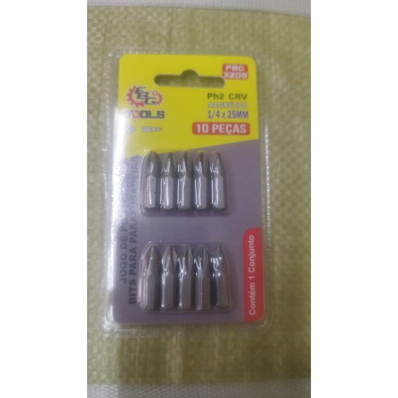 Jogo Bits Parafusadeira Magnético Philips Ph2 25mm Gross 10 Pcs Aço Ponta Philips Ponteira Imã 1/4 fbg 3208