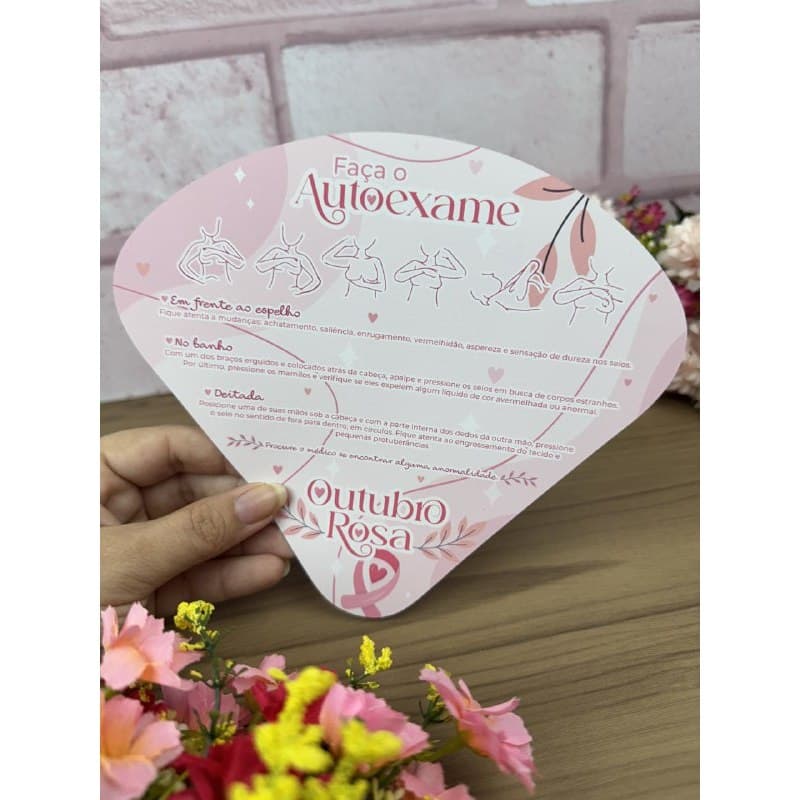 30 Ventarolas Leques de Alegria Personalizado - outubro rosa