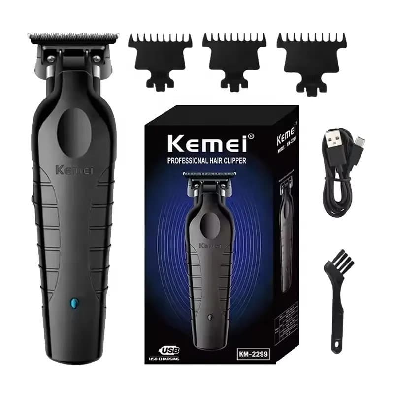 Maquina de Barbear Acabamento Kemei KM-2299 Profissional Recarregável USB Bivolt Potente Compacta