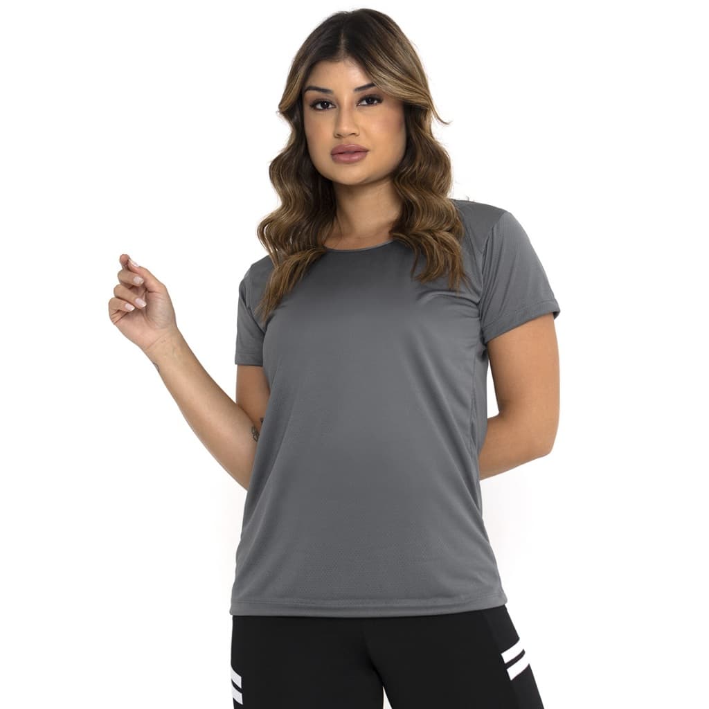 Blusa Feminina Manga Curta Malha Fria Dry Térmica Camiseta Casual Furadinha Blusinha Transpirável