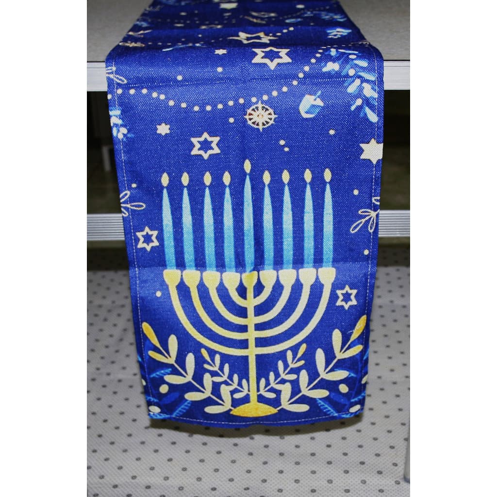 Caminho De Mesa Menorá Decoração Judaico Hebraico azul escuro ##!