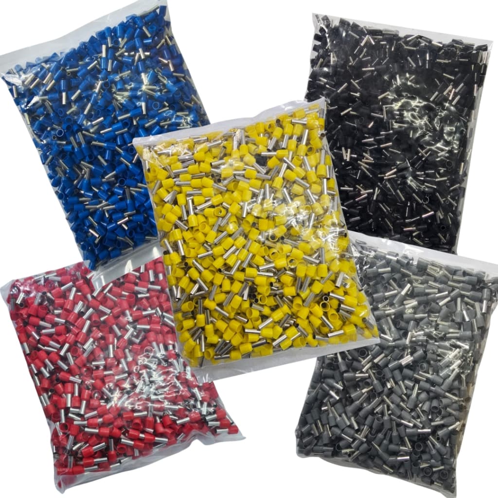 500X Terminal Tubular Ilhos 1,5/2,5/4/6/10mm (100 Peças de Cada)