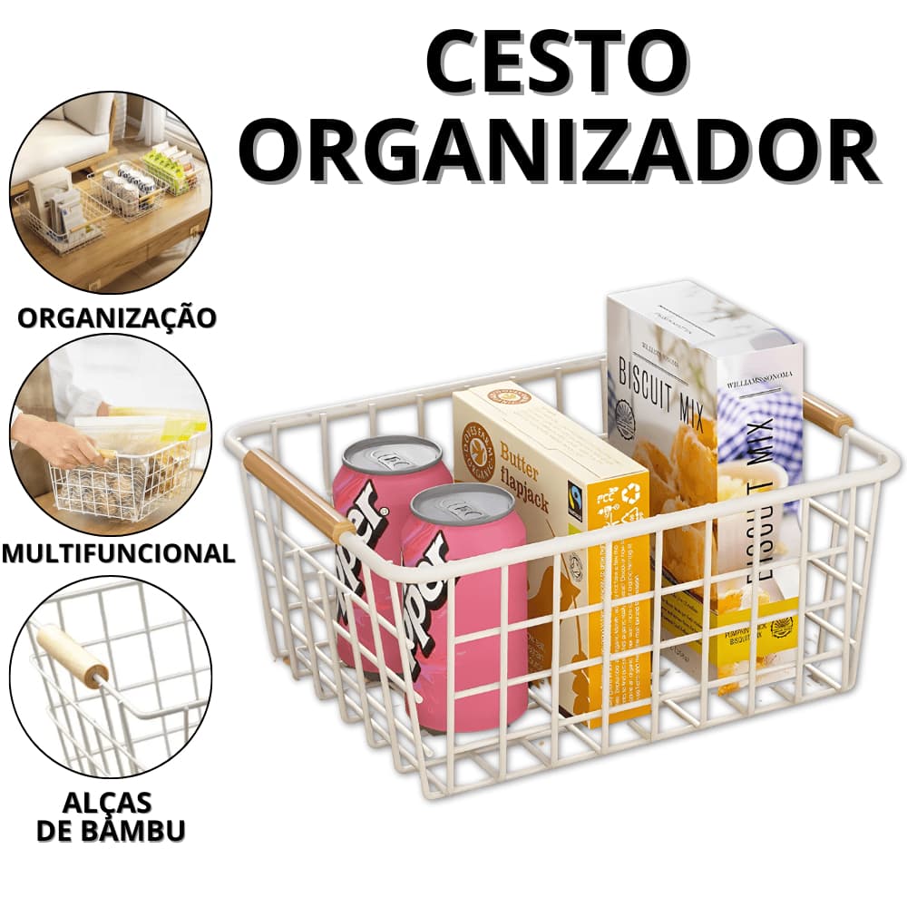 Cesta Organizadora Metal Cesto Organizador Multiuso Aramado Cestos Organizadores Cozinha casa