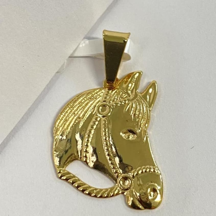 Pingente Cavalo Dourado para Colar Banhado em Ouro 18k