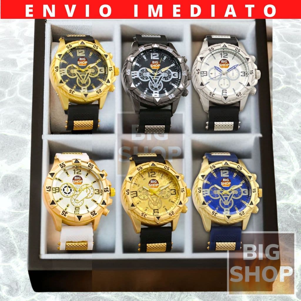 10 KIT RELÓGIO Masculino Silicone Ouro Prata - Design Moderno e Renda Extra