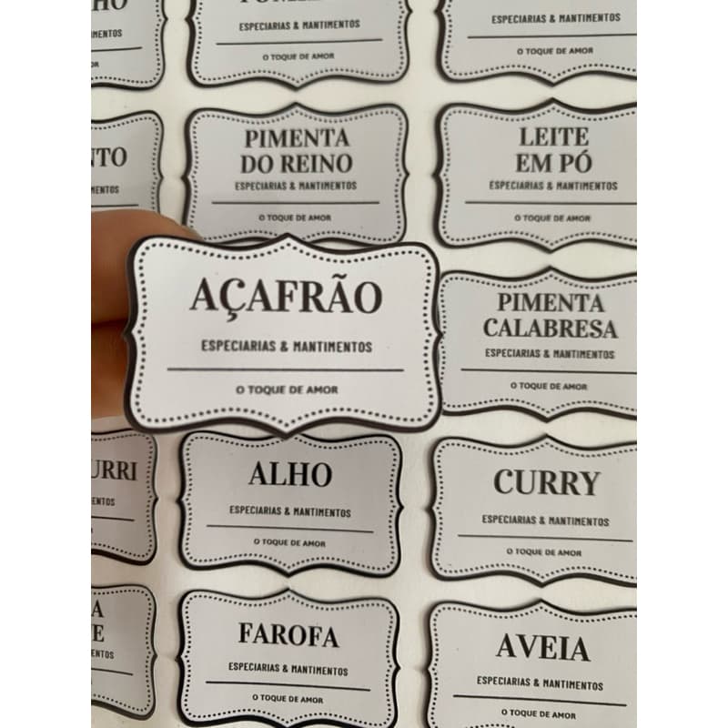 50 Etiquetas para Potes de Condimentos Temperos Mantimentos 5x3cm organizador kit cozinha