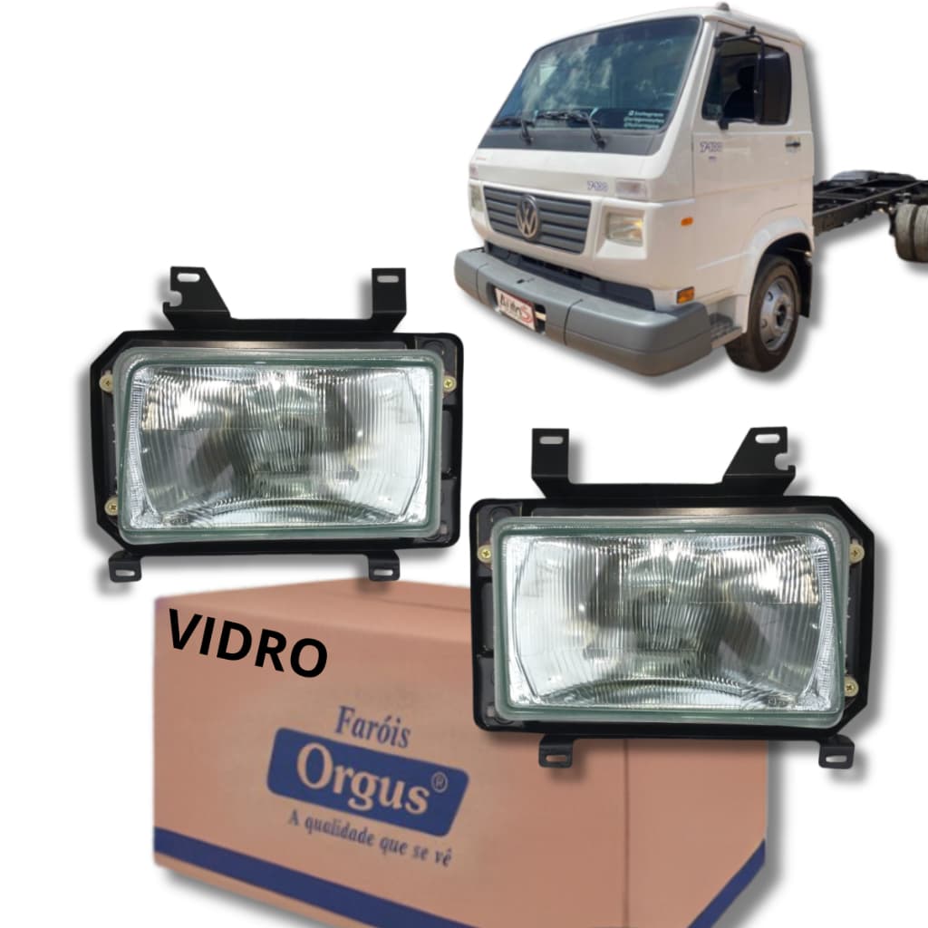 Par Farol Caminhão Worker 7-110 8-120 8-150 9-150 - Lente de Vidro - Orgus