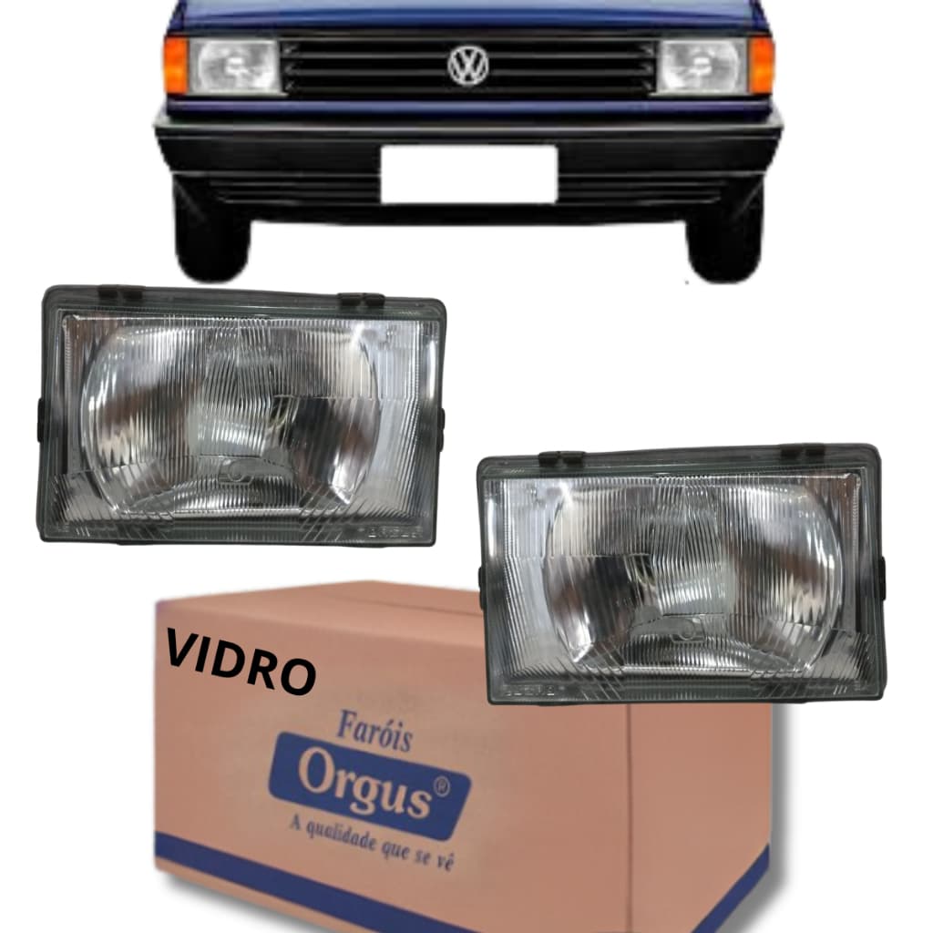 Par de Faróis Gol G1 Saveiro Parati 1987 1988 1989 1990 - Modelo Curto - Orgus